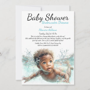 Invitation Baby shower d'aquarelle Underwater Dreams