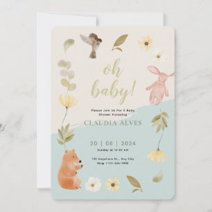 Invitation Baby shower d'aquarelle vert crème
