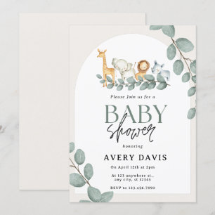 Invitation Baby shower d'aquarelle vert crème
