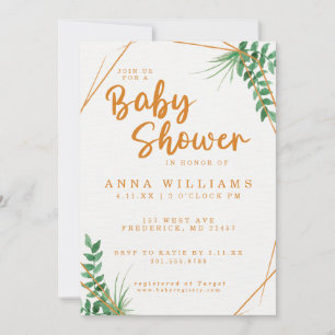 Invitation Baby shower d'aquarelle verte et or