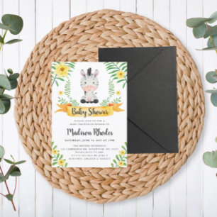 Invitation Baby shower d'aquarelle Zebra Safari