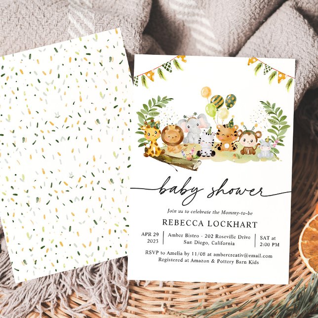 Invitation Baby shower d'Aquarelles mignonnes (Créateur téléchargé)