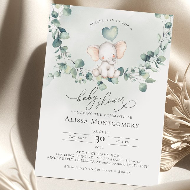 Invitation Baby shower d'arachide éléphante (Créateur téléchargé)