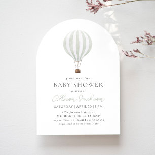 Invitation Baby shower d'arc à ballon à air chaud Sage Green