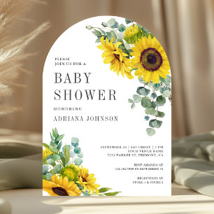 Invitation Baby shower d'arc Feuille de Sunflowers Eucalyptus