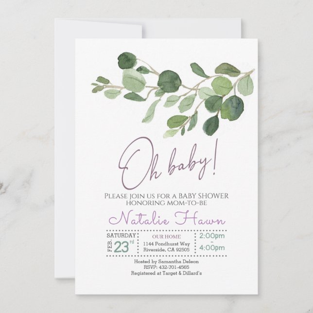 Invitation baby shower d'argent (Devant)