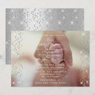 Invitation Baby shower d'argent fille garçon Photo Confetti