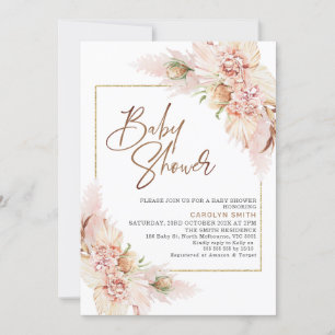 Invitation Baby shower d'arrangement floral sec Boho