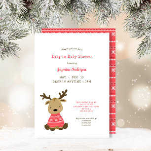 Invitation Baby shower d'arrivée de cerfs de bébés d'hiver
