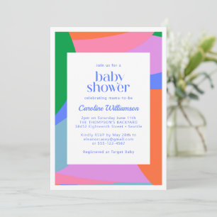 Invitation Baby shower d'art Abstrait coloré clair