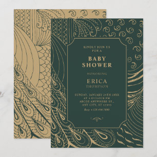 Invitation baby shower d'art ornemental vintage