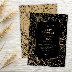 Invitation baby shower d'art ornemental vintage