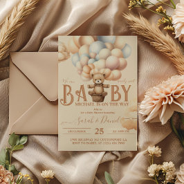 Invitation Baby shower d'attente avant l'ours en peluche
