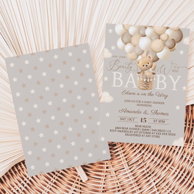 Invitation Baby shower d'attente de l'ours à air chaud (Créateur téléchargé)