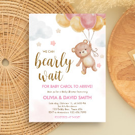 Invitation Baby shower d'attente de l'ours de fille