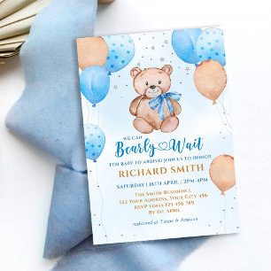 Invitation Baby shower d'attente de l'ours en peluche