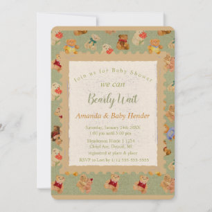 Invitation Baby shower d'attente de l'ours en peluche