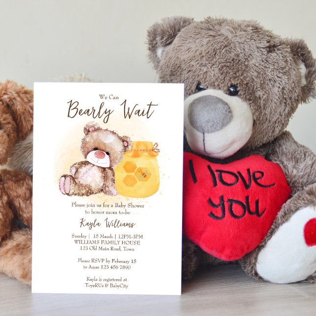 Invitation Baby shower d'attente de l'ours en peluche de miel (Créateur téléchargé)