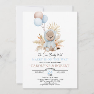 Invitation Baby shower d'attente de l'ours en peluche du garç
