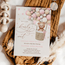 Baby shower d'attente de l'ours en peluche rose