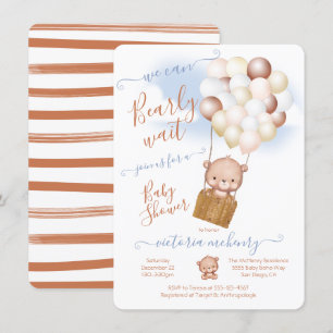 Invitation Baby shower d'attente précoce Teddy Bear Bolos