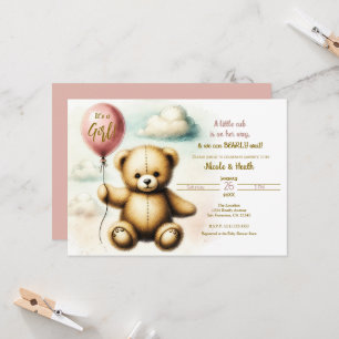 Invitation Baby shower d'attente rapide de l'ours en peluche 