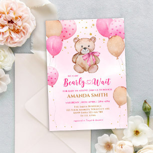 Invitation Baby shower d'attente rapide de l'ours en peluche 