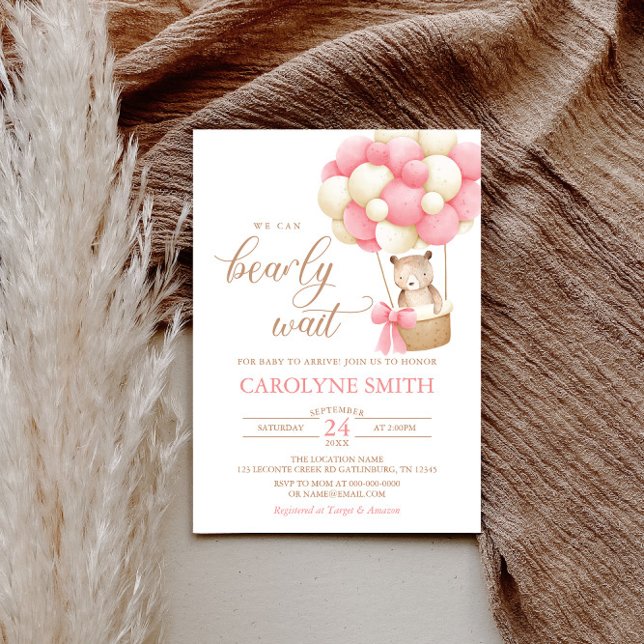 Invitation Baby shower d'attente rapide de l'ours en peluche  (Créateur téléchargé)