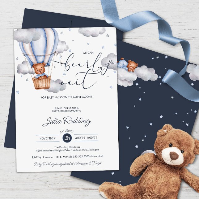 Invitation Baby shower d'attente rapide de l'ours en peluche (Créateur téléchargé)