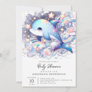 Invitation Baby shower Dauphin Imaginaire enchanté