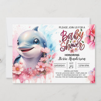 Invitation Baby shower Dauphin Splish-Splash