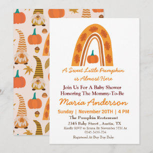 Invitation Baby shower d'automne Boho Rainbow Little Citrouil