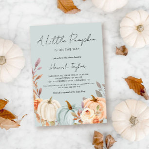 Invitation Baby shower d'automne Citrouille bleu