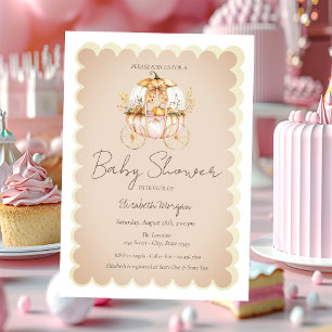 Invitation Baby shower d'automne Citrouille Bow Carriage
