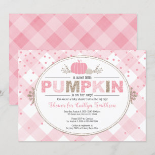 Invitation baby shower d'automne, citrouille d'or rose