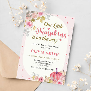 Invitation Baby shower d'automne Citrouille rose