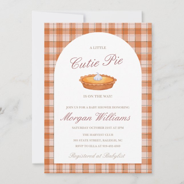Invitation Baby shower d'automne Cutie Pie (Devant)