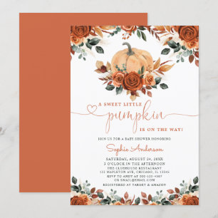 Invitation Baby shower d'automne de Citrouille orange brûlé