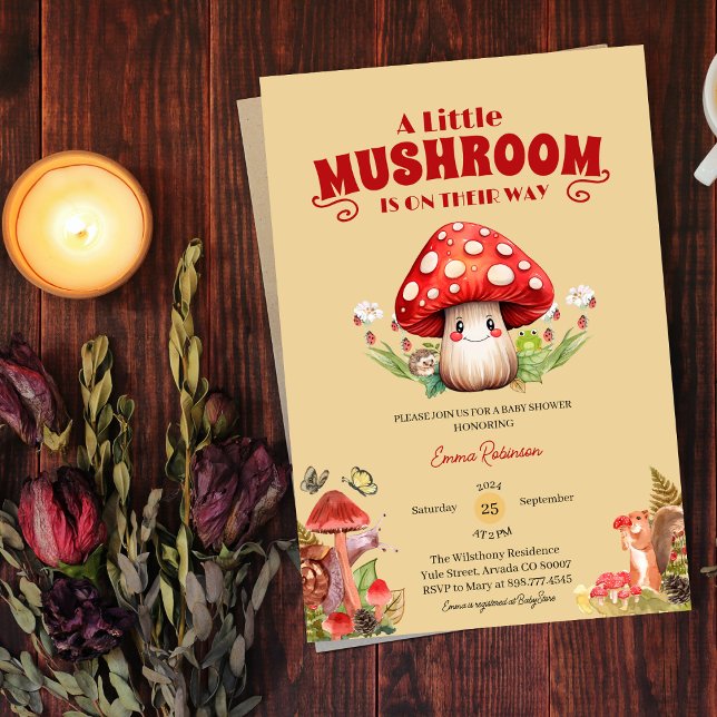 Invitation Baby shower d'automne de l'escargot de champignons (Créateur téléchargé)