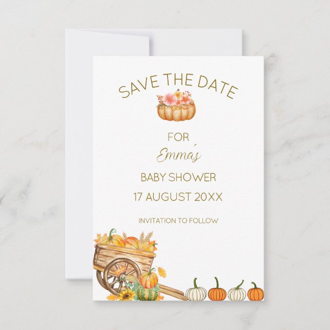 Invitation Baby shower d'automne de Little Citrouille (Devant)