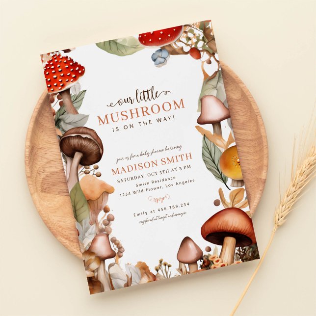 Invitation Baby shower d'automne de notre petit champignon Bo (Créateur téléchargé)
