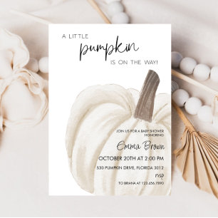 Invitation Baby shower d'automne du Citrouille blanc