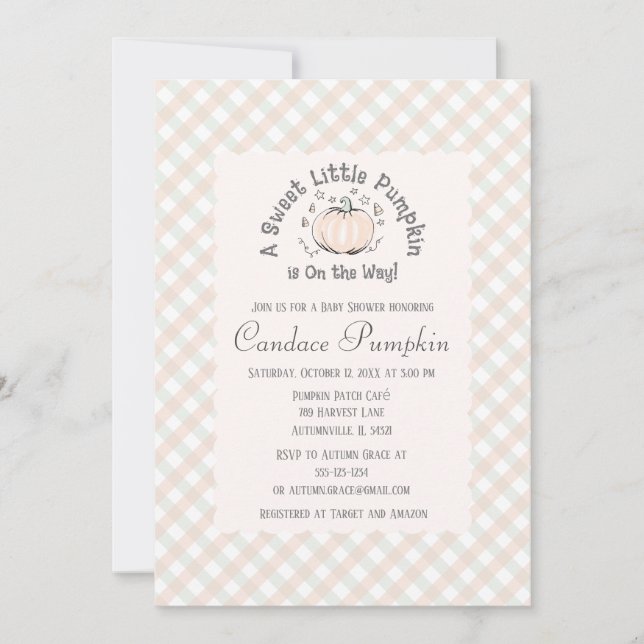 Invitation Baby shower d'automne du petit Citrouille neutre p (Devant)