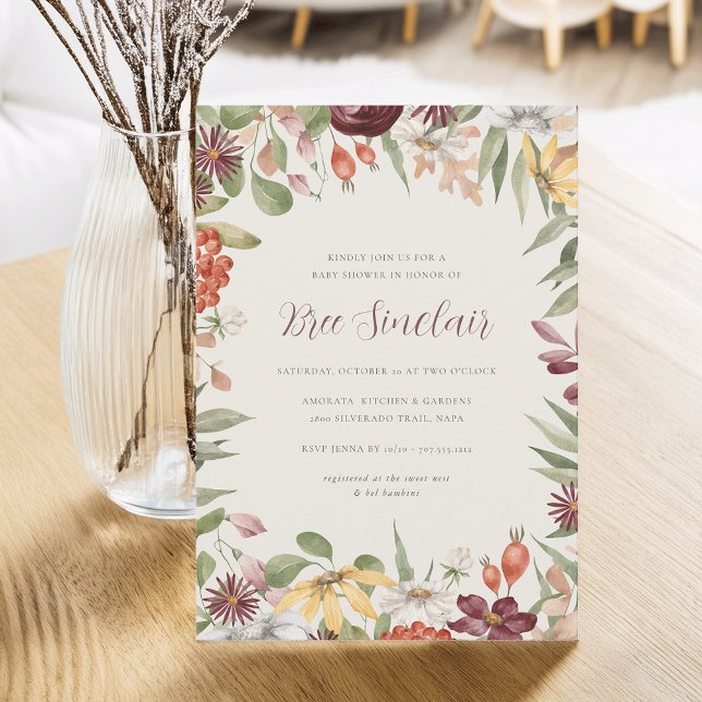 Invitation Baby shower d'automne Fleur sauvage (Créateur téléchargé)