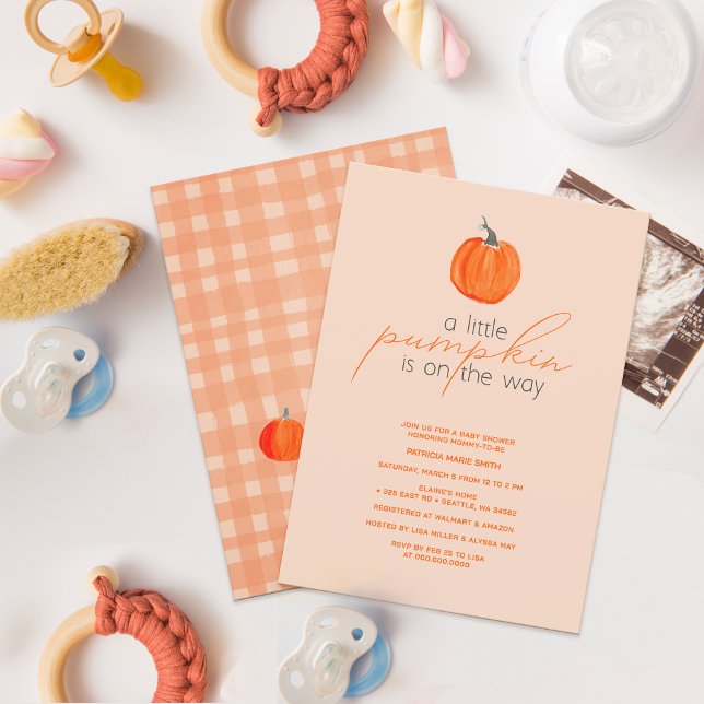 Invitation Baby shower d'automne neutre pour le petit Citroui (Little Pumpkin Gender Neutral Fall Baby Shower Invitation)
