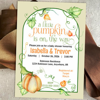 Invitation Baby shower d'automne neutre pour le petit Citroui