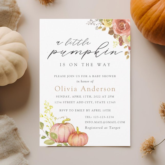 Invitation Baby shower d'automne neutre pour le petit Citroui (Créateur téléchargé)