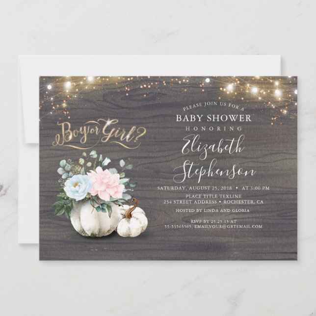 Invitation Baby shower d'automne pour les garçons ou les fill (Devant)