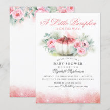 Baby shower d'automne Rose or brillant citrouille