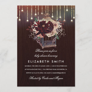Invitation Baby shower d'automne rustique de la lanterne flor